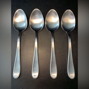 4 Stainless Flatware Soup Spoons Heavy Guage Solid Industrial Strength EXCELLENT